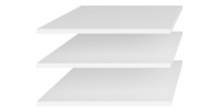 Dressing d'angle complet collection MODULO coloris blanc avec LED, joues de finitions et packs étagères inclus.