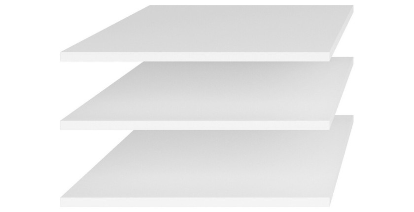 Dressing d'angle complet collection MODULO coloris blanc avec LED, joues de finitions et packs étagères inclus.