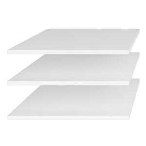 Dressing d'angle complet collection MODULO coloris blanc avec LED, joues de finitions et packs étagères inclus.
