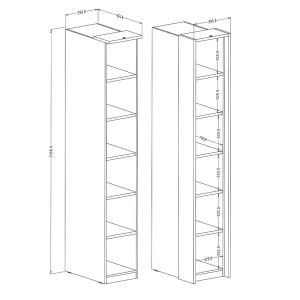 Dressing d'angle complet collection MODULO coloris blanc avec LED, joues de finitions et packs étagères inclus.