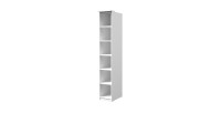 Dressing d'angle complet collection MODULO coloris blanc avec LED, joues de finitions et packs étagères inclus.