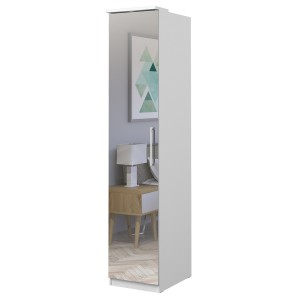 Dressing d'angle complet collection MODULO coloris blanc avec LED, joues de finitions et packs étagères inclus.