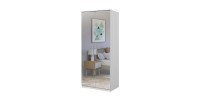 Dressing d'angle complet collection MODULO coloris blanc avec LED, joues de finitions et packs étagères inclus.