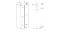 Dressing d'angle complet collection MODULO coloris blanc avec LED, joues de finitions et packs étagères inclus.