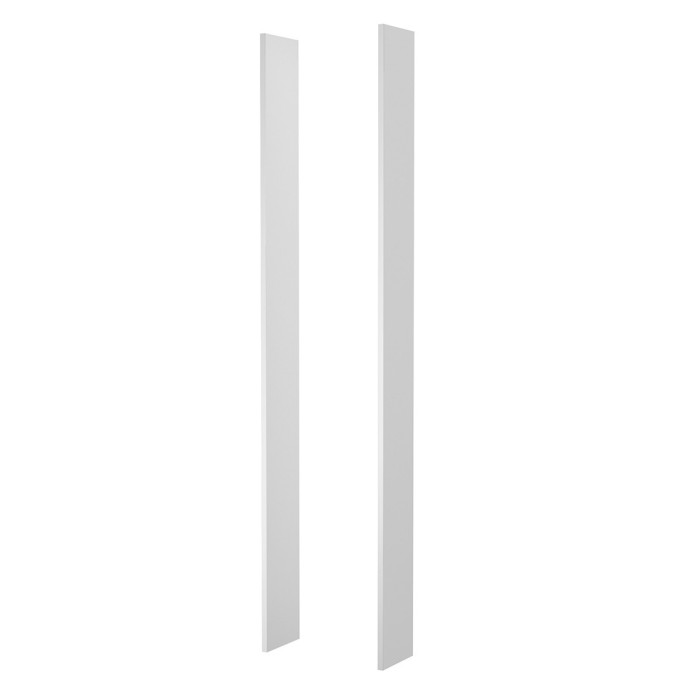 Dressing d'angle complet collection MODULO coloris blanc avec LED, joues de finitions et packs étagères inclus.