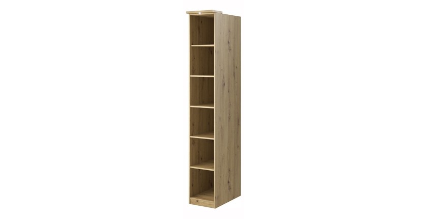 Bibliothèque pour dressing collection MODULO coloris chêne avec LED incluses.
