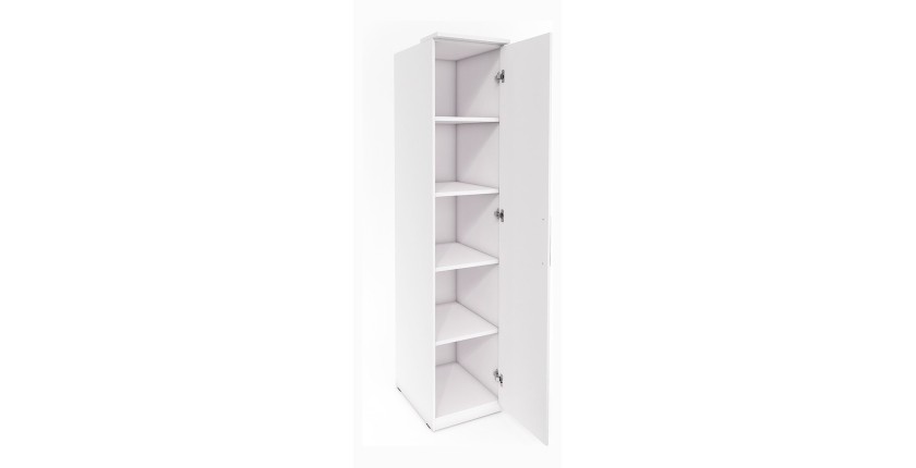 Armoire 1 porte avec miroir pour dressing collection MODULO coloris chêne avec LED incluses.