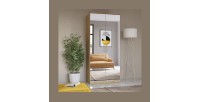 Armoire 2 portes avec miroir pour dressing collection MODULO coloris chêne avec LED et pack 3 étagères inclus.