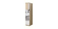 Dressing d'angle complet collection MODULO coloris chêne et blanc brillant avec LED, joues de finitions et étagères inclus.