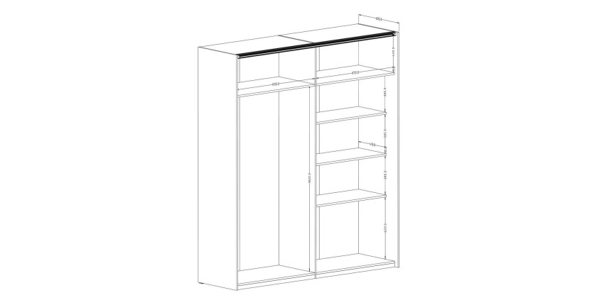 Armoire design 2 portes coulissantes 200cm couleur chêne. Collection SMITH