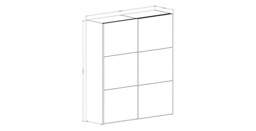 Armoire design 2 portes coulissantes 200cm couleur chêne. Collection SMITH