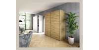Armoire design 2 portes coulissantes 200cm couleur chêne. Collection SMITH