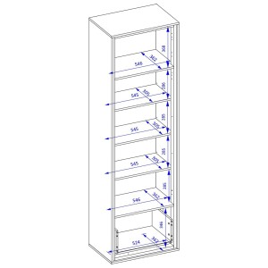 Vitrine haute design, 1 porte, 1 tiroir et 4 niches apparentes collection SILVA. Coloris chêne et gris.