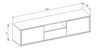 Meuble TV 180cm collection SILVA. Couleur chêne et gris.