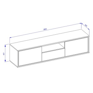 Meuble TV 180cm collection SILVA. Couleur chêne et gris.