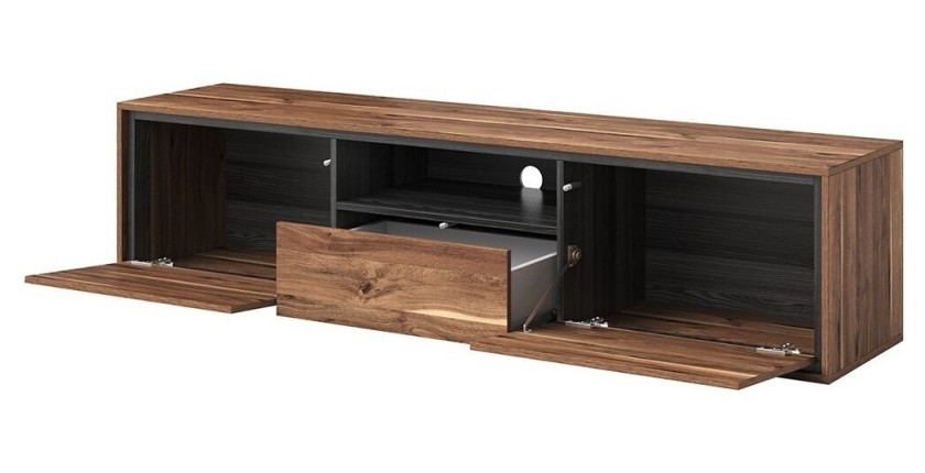 Meuble TV 180cm collection SILVA. Couleur chêne et gris.