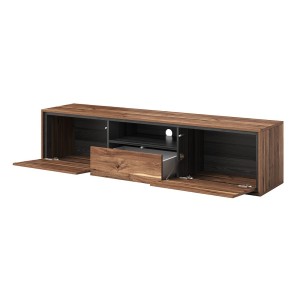 Meuble TV 180cm collection SILVA. Couleur chêne et gris.