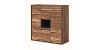 Buffet haut design 4 portes pour salon couleur chêne et gris. collection SILVA.