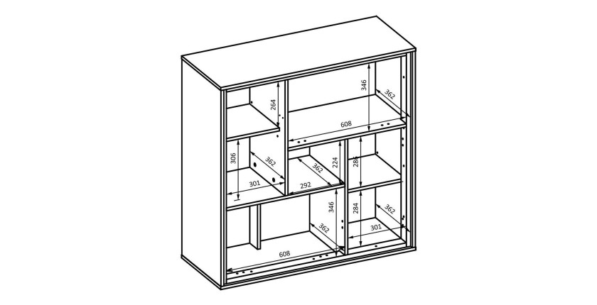 Buffet haut design 4 portes pour salon couleur chêne et gris. collection SILVA.