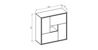 Buffet haut design 4 portes pour salon couleur chêne et gris. collection SILVA.