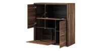 Buffet haut design 4 portes pour salon couleur chêne et gris. collection SILVA.