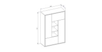 Vaisselier design 4 portes pour salon couleur chêne et gris. collection SILVA.