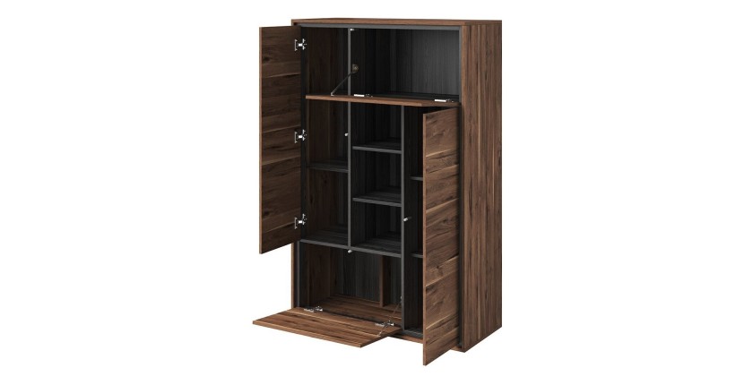 Vaisselier design 4 portes pour salon couleur chêne et gris. collection SILVA.