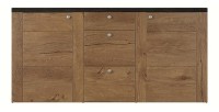 Buffet design 175cm pour salon couleur chêne et noir effet bois collection SANTIAGO.