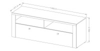 Meuble TV 140cm collection SANTIAGO. Couleur chêne et noir effet bois. 1 Porte
