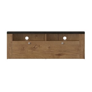 Meuble TV 140cm collection SANTIAGO. Couleur chêne et noir effet bois. 1 Porte