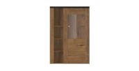 Ensemble de 5 meubles de salon collection SANTIAGO. Coloris chêne et noir effet bois.