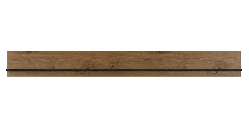 Ensemble de 5 meubles de salon collection SANTIAGO. Coloris chêne et noir effet bois.