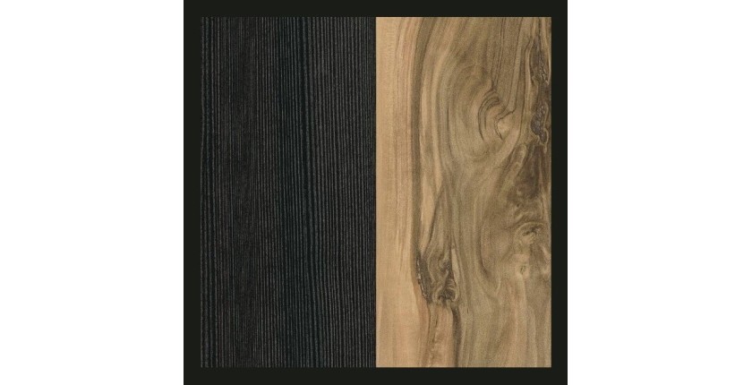 Buffet haut design 1 porte pour salon couleur noyer et noir effet bois. collection SANTIAGO.