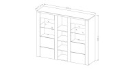 Vaisselier design 2 portes pour salon couleur noyer et noir effet bois. collection SANTIAGO.