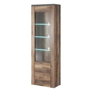 Ensemble de 5 meubles de salon collection SANTIAGO. Coloris noyer et noir effet bois.