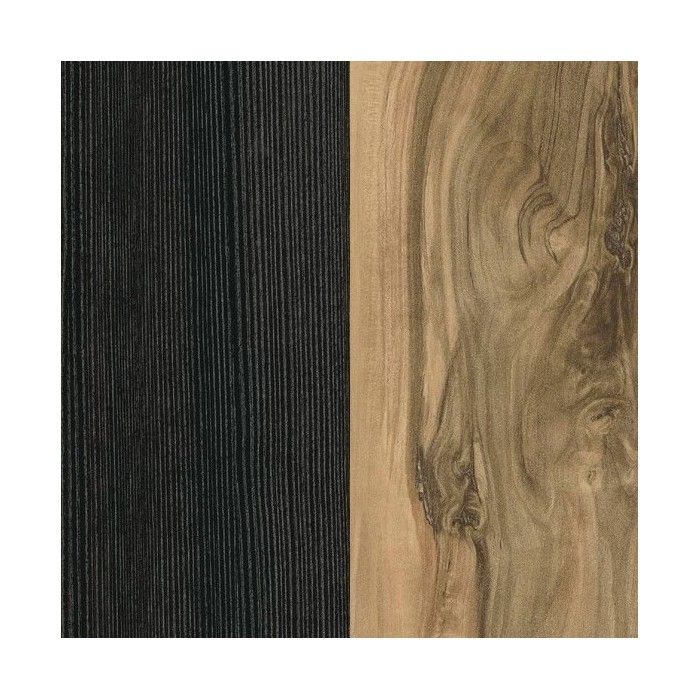 Ensemble de 5 meubles de salon collection SANTIAGO. Coloris noyer et noir effet bois.