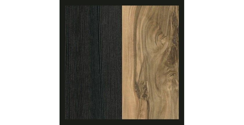Ensemble de 5 meubles de salon collection SANTIAGO. Coloris noyer et noir effet bois.