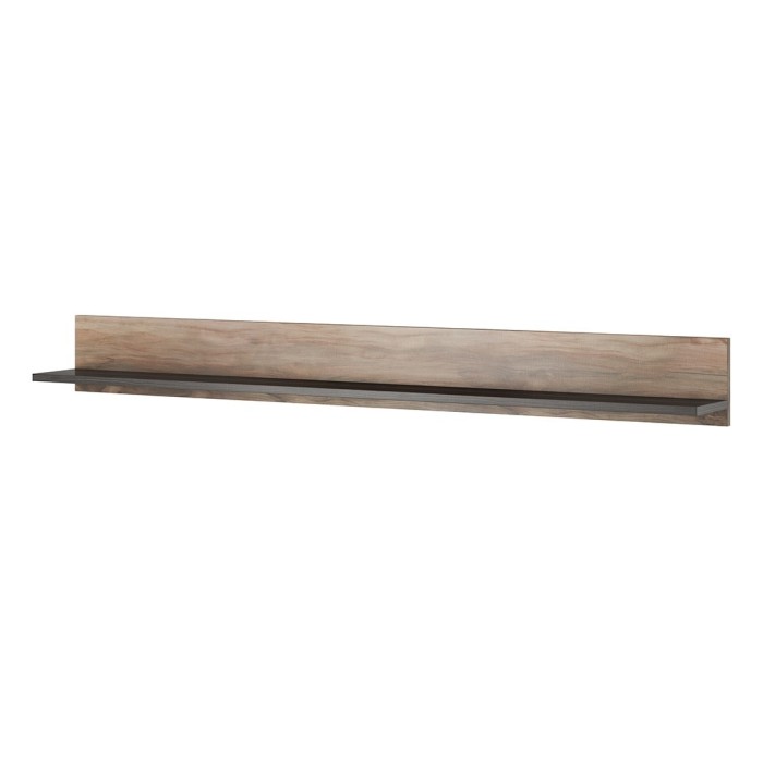 Ensemble de 5 meubles de salon collection SANTIAGO. Coloris noyer et noir effet bois.