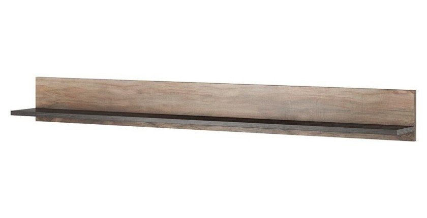 Ensemble de 5 meubles de salon collection SANTIAGO. Coloris noyer et noir effet bois.