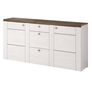 Buffet design 175cm pour salon couleur blanc effet bois et chêne collection SANTIAGO.