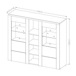 Ensemble de 4 meubles de salon collection SANTIAGO. Coloris blanc effet bois et chêne.
