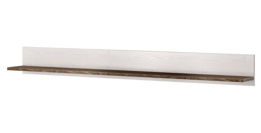 Ensemble de 5 meubles de salon collection SANTIAGO. Coloris blanc effet bois et chêne.