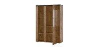Ensemble de 5 meubles de salon collection SANTIAGO. Coloris blanc effet bois et chêne.