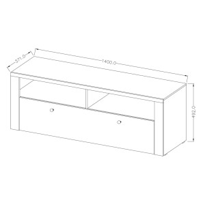 Ensemble de 5 meubles de salon collection SANTIAGO. Coloris blanc effet bois et chêne.