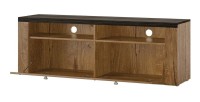 Ensemble de 5 meubles de salon collection SANTIAGO. Coloris blanc effet bois et chêne.