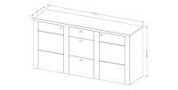 Ensemble de 5 meubles de salon collection SANTIAGO. Coloris blanc effet bois et chêne.