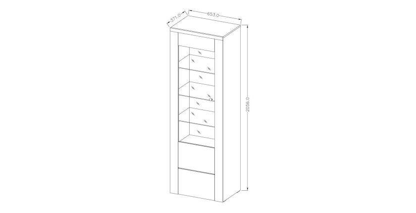 Ensemble de 5 meubles de salon collection SANTIAGO. Coloris blanc effet bois et chêne.