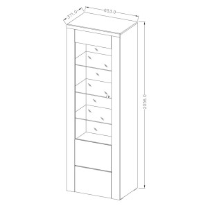 Ensemble de 5 meubles de salon collection SANTIAGO. Coloris blanc effet bois et chêne.