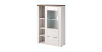 Ensemble de 5 meubles de salon collection SANTIAGO. Coloris blanc effet bois et chêne.