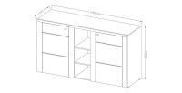 Buffet design 155cm pour salon couleur chêne collection SANTIAGO.